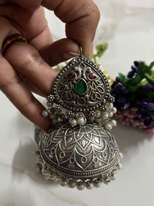 Oxidised German Silver Jhumka Earrings