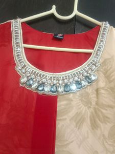 Embellished Neck Kurti With Stones