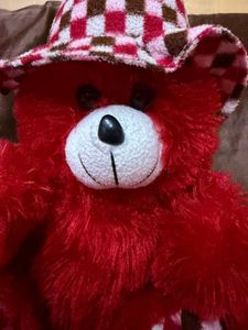 Cute Red Teddy Bear with Hat