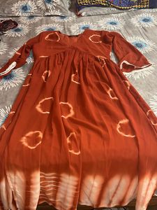 Boho Orange Tie-Dye Mini Dress