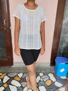 Sheer Lace Short Sleeve Top