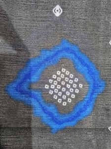 Stylish Grey &amp; Blue Bandhani Saree