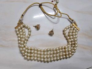 Elegant Pearl Necklace &amp; Earring Set
