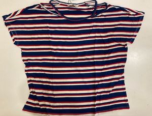 ONLYStriped Cold-Shoulder T-shirt