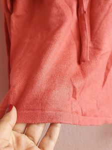 🔥Coral pink woolen knot top🔥