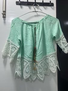 Boho Crochet Lace Trim Blouse