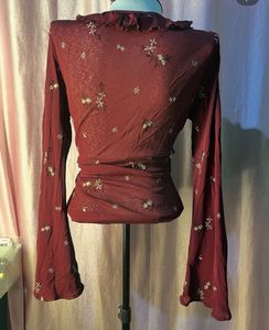 y2k Sheer Floral Long Sleeve Top