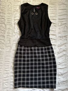 Chic Black Plaid Mini Dress