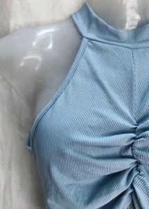 Ruched Halter Neck Crop Top