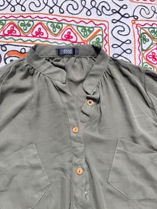 Chic Olive Green Button-Up Shirt