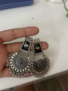 Boho Swan Jhumka Earrings