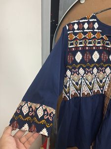 Embroidered Navy Blue Top