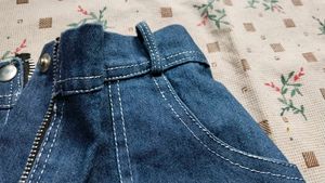 Blue Denim Flare Pants with Pockets