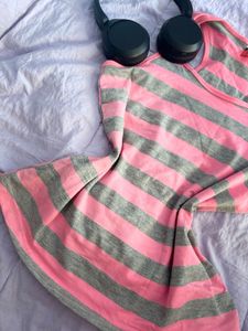 Striped Pink &amp; Grey Top