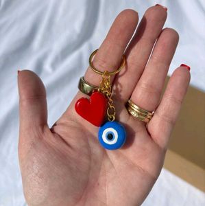 Evil Eye and Heart Keychain