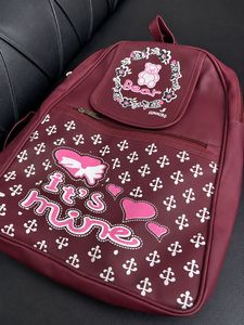 Cute Berry Backpack with Bear &amp; "It's Mine"