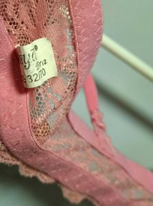 Pink Lacey Front Closure Push Up Bra