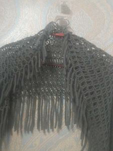 Chic Grey Crochet Shawl,for winters