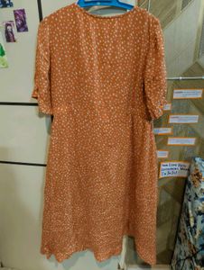 Orange Polka Dot Midi Dress