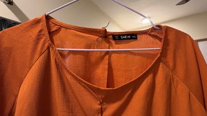 Chic Orange Tie-Front Blouse