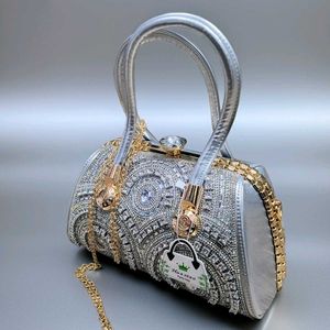 Sparkling White Embellished Clutch Bag