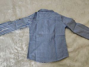 Boys Blue Striped Button-Up Shirt