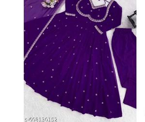 Elegant Purple Embroidered Gown