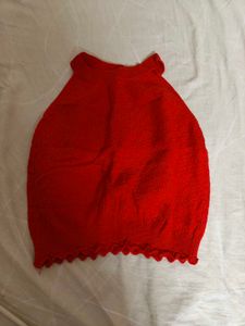 Vibrant Red Knit Top