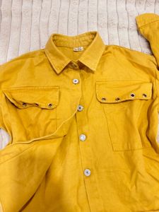 Yellow Button-Up Shirt with Pockets