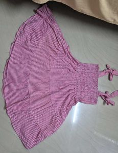 Pink Gingham Tie-Strap Dress