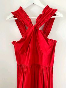 Vibrant Red Halter Neck Maxi Dress