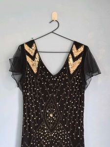 Sparkling Black Sequin Flapper Dress