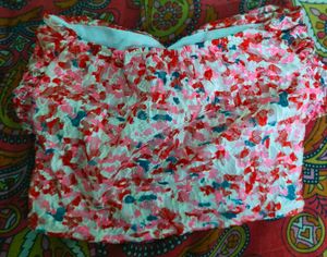 Floral Mesh Ruched Crop Top