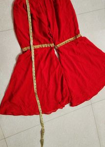 Vibrant Red Sharara Pants for Navratri