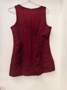Shein Maroon Sleeveless Button-Up Dress