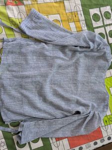Light Blue Textured Puff Sleeve Top