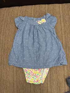 Cute Baby Girl Denim Dress with Bloomers