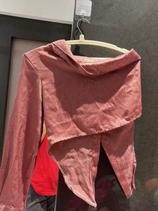 Chic Rose Gold Satin one Collared Shirt