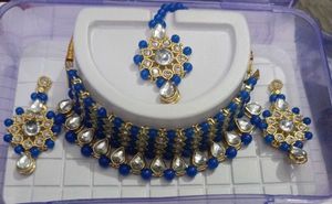 Elegant Blue &amp; Gold Jewelry Set