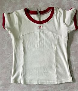 White & Red Trimmed T-Shirt