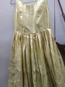 Elegant Gold Brocade Ethnic Gown