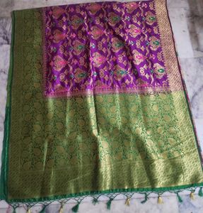 Beautiful Purple & Green Banarasi Silk Saree