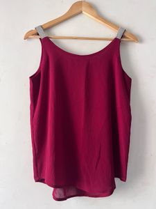 New Burgundy Tank Top with Embellished Straps