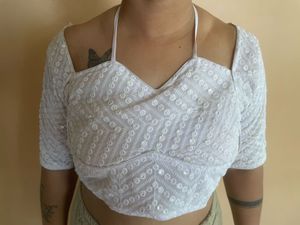 White Sequin Blouse