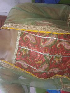 Red Paisley Print Salwar Kameez