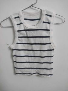Striped Sleeveless Crop Top