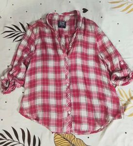 checked shirt in pink color
