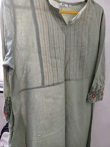 Light Green Kurta Set with Striped Pants