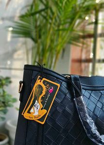 Chic Woven Black Handbag