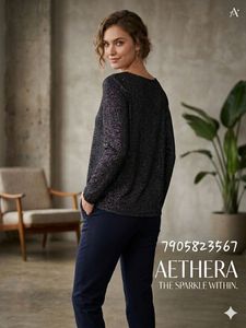 Sparkly Black Long Sleeve Top